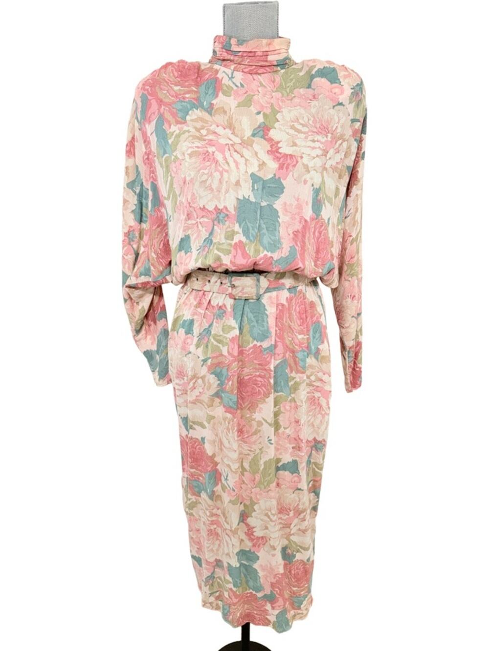 Vintage Phoebe Midi long sleeve dress coquette floral women xs/sm made in USA